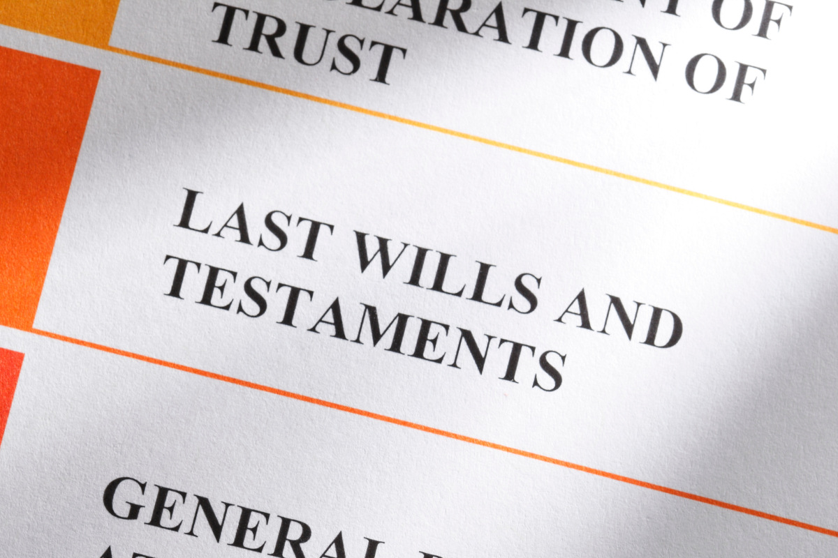 Image of binder tabs for estate related legal documents.