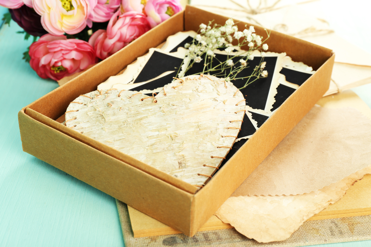 Image of a memory box for a blog post covering keepsakes and memorials related to a recently deceased loved one.