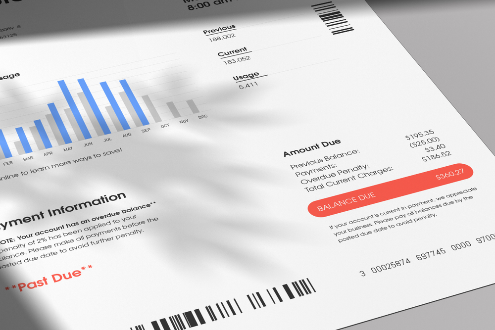 Image of a utility bill for a blog post covering the notification of utilities when a loved one passes away.