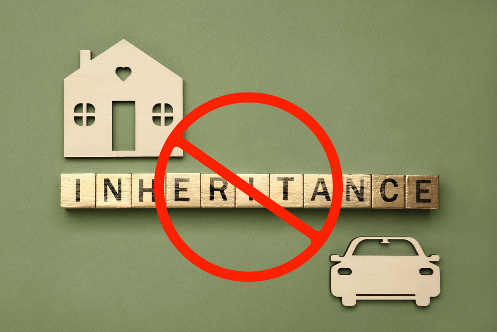 Image of the word inheritance crossed out for a blog post answering the question, "what is an inheritance disclaimer?"