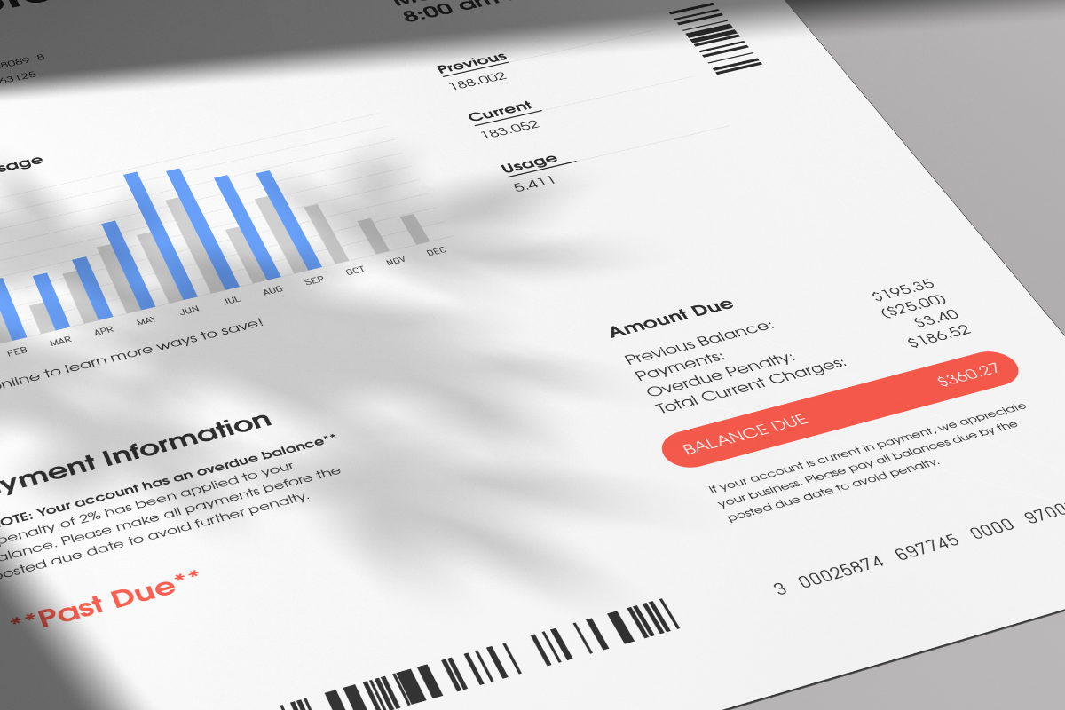 Image of a utility bill for a blog post covering the notification of utilities when a loved one passes away.